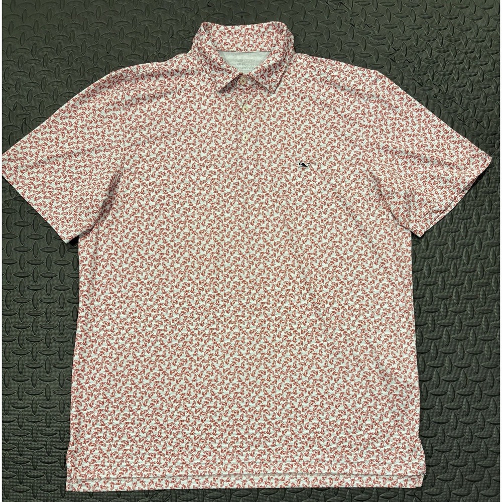 Vineyard Vines On The Go Sankaty Polo Large All Over Print AOP Lobsters Crawfish
